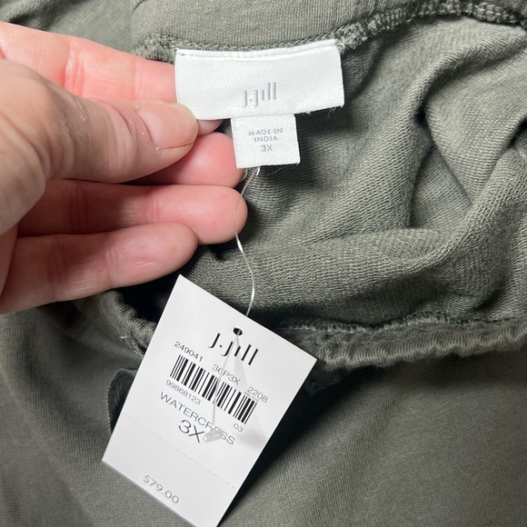 J. Jill NWT watercress green floral embroidered cotton pull on drawstring skirt - Picture 9 of 11